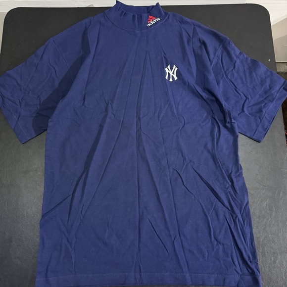 New York Yankees Mock Neck Turtleneck Adidas MLB‎ Official Vintage 90s Men's L